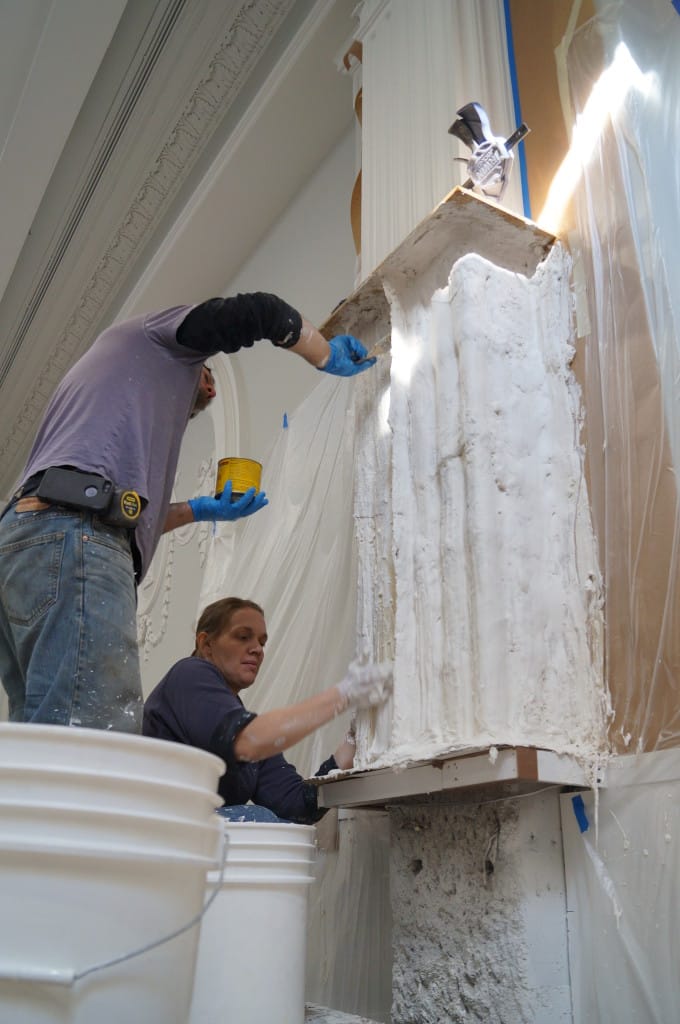 Apply Paste Wax to Flange Plaster & Burlap Mold Shell