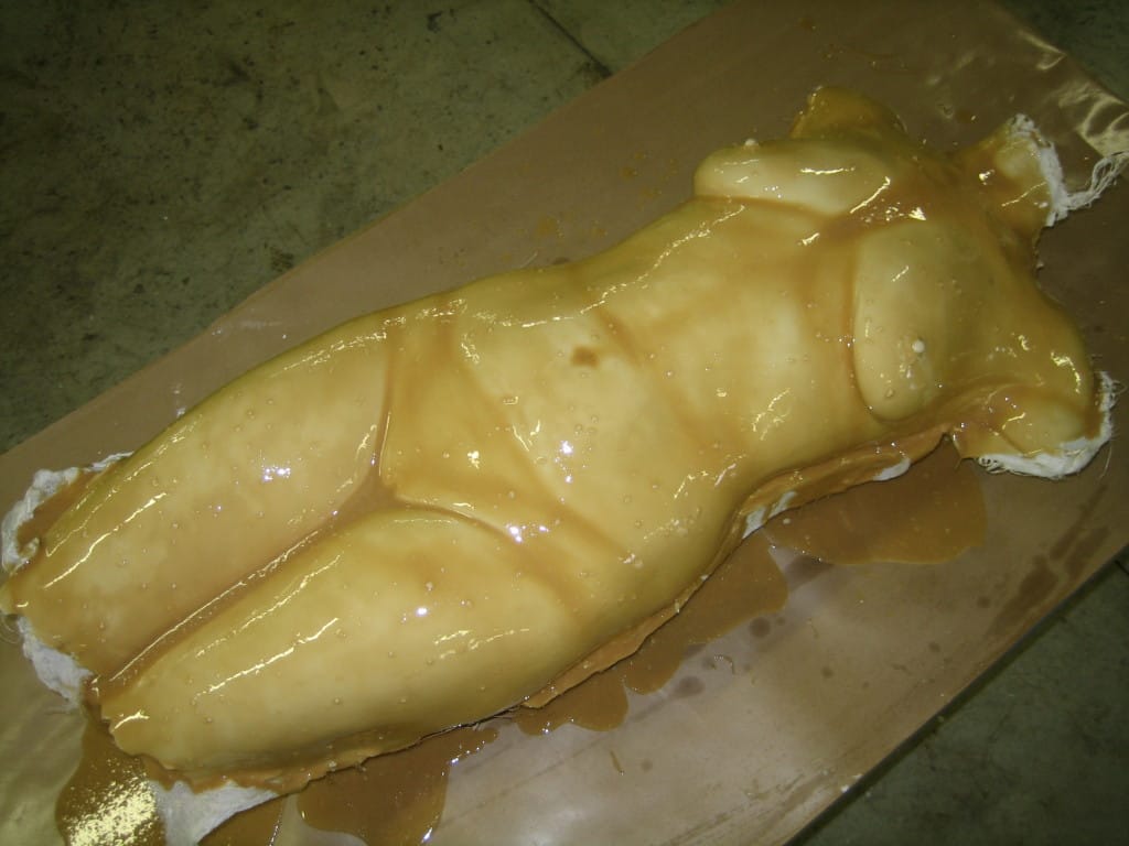 First Layer of Polygel Rubber Brush On Mold Body Casting