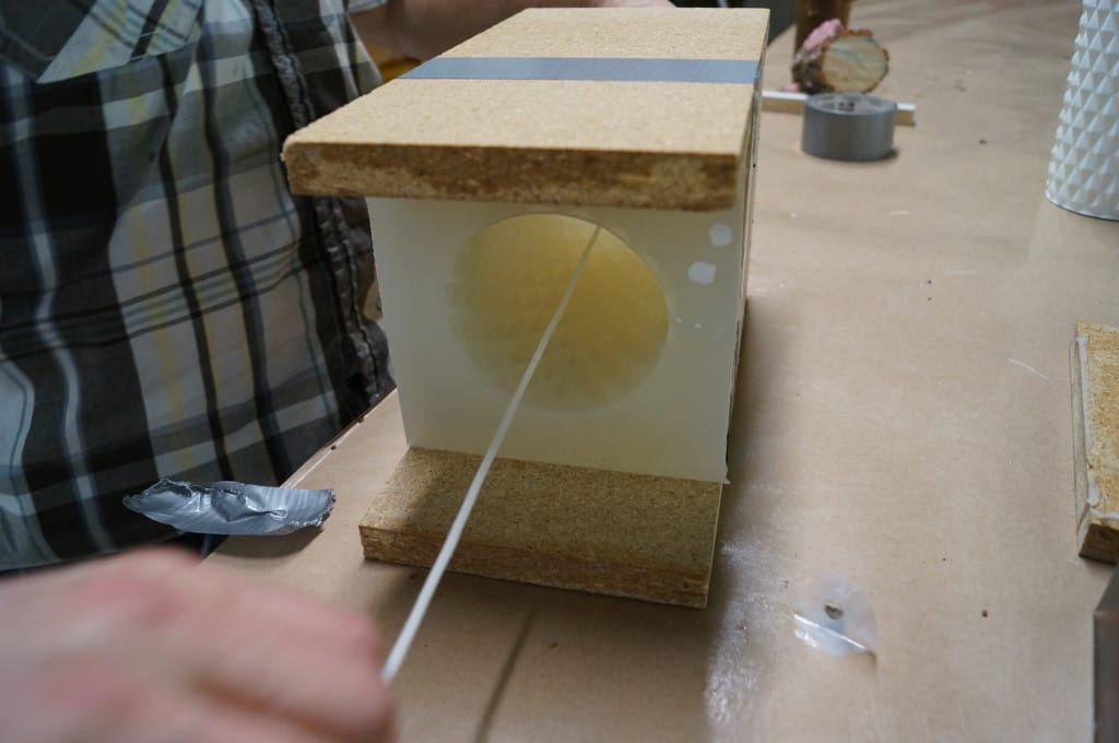 Pull Wick Until Taut Wick in Silicone Mold