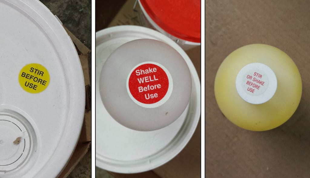 Stir or Shake Before Use Labels ShakeBeforeUse