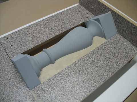 Baluster Embedded in Clay model embedded in clay mold making
