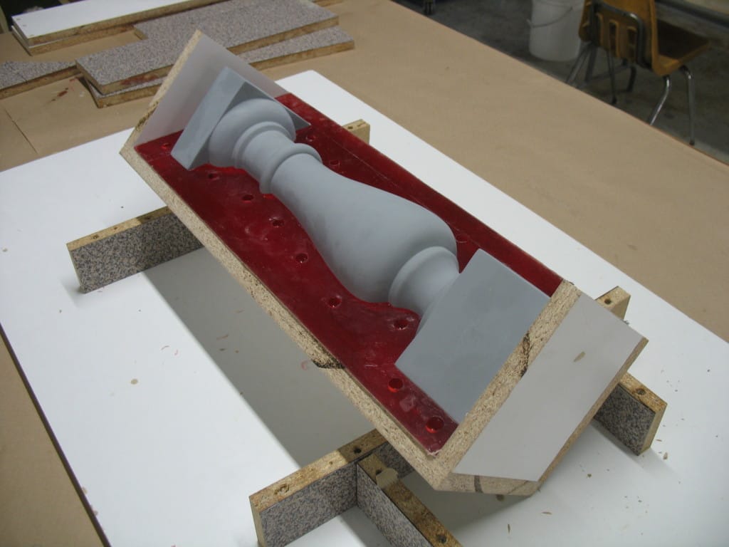 Prepare for Pouring Second Half of Mold two part block mold