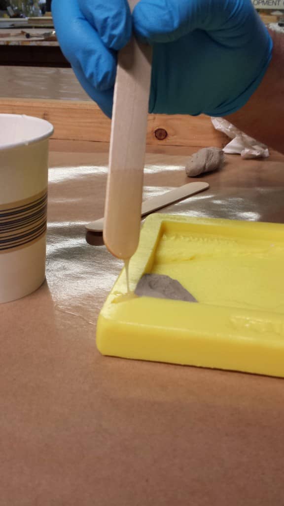 Repairing Mold with PolyBond Apply PolyBond to Corner - Plug with Clay