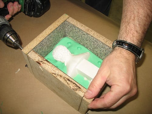 Reassemble Mold Box Around First Half of Mold Second Half of Two-Part Silicone Mold