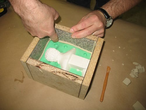 Apply Clay to Edges of Rubber & Mold Box Small Bust Silicone Block Mold